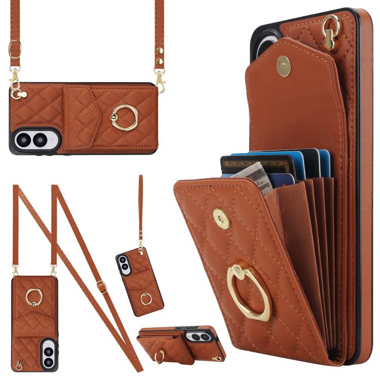 Rhombic Texture Card Bag Phone Case with Long Lanyard, For Samsung Galaxy S26+ 5G, For Samsung Galaxy S26 Ultra 5G, For Samsung Galaxy S26 5G, For Samsung Galaxy S25 Edge 5G, For Samsung Galaxy S24 Ultra 5G, For Samsung Galaxy S24+ 5G