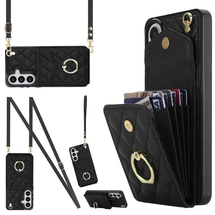 Rhombic Texture Card Bag Phone Case with Long Lanyard, For Samsung Galaxy S26+ 5G, For Samsung Galaxy S26 Ultra 5G, For Samsung Galaxy S26 5G, For Samsung Galaxy S25 Edge 5G, For Samsung Galaxy S24 Ultra 5G, For Samsung Galaxy S24+ 5G