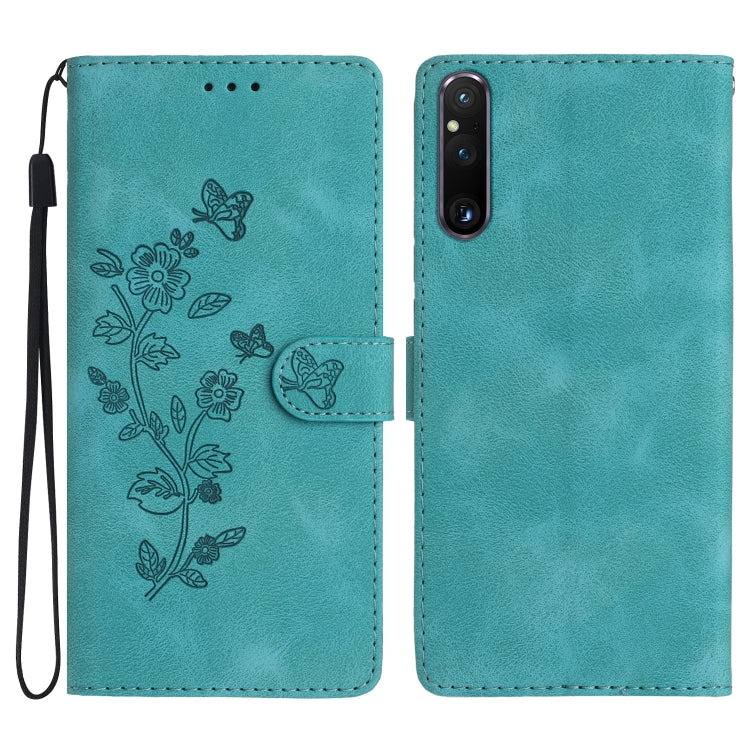 Flower Butterfly Embossing Pattern Leather Phone Case, For Sony Xperia 10 VII, For Sony Xperia 10 VI, For Sony Xperia 1 VI, For Sony Xperia 1 V, For Sony Xperia 10 V, For Sony Xperia 10 IV, For Sony Xperia L4, For Sony Xperia 5