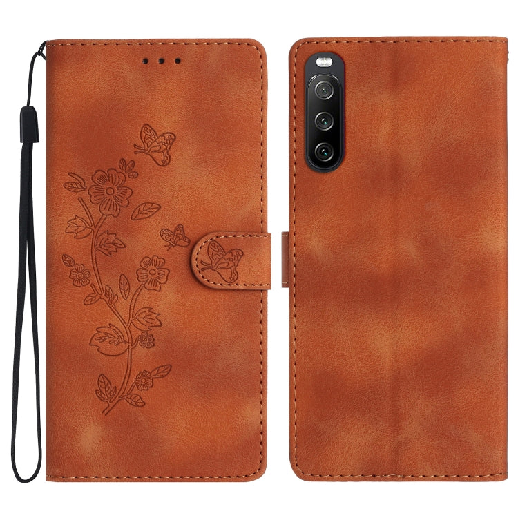 Flower Butterfly Embossing Pattern Leather Phone Case, For Sony Xperia 10 VII, For Sony Xperia 10 VI, For Sony Xperia 1 VI, For Sony Xperia 1 V, For Sony Xperia 10 V, For Sony Xperia 10 IV, For Sony Xperia L4, For Sony Xperia 5