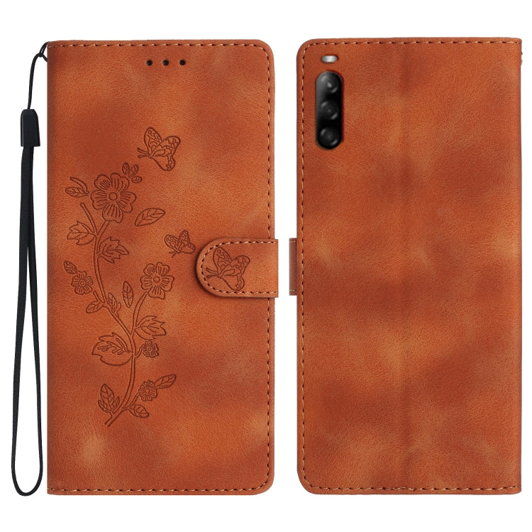 Flower Butterfly Embossing Pattern Leather Phone Case, For Sony Xperia 10 VII, For Sony Xperia 10 VI, For Sony Xperia 1 VI, For Sony Xperia 1 V, For Sony Xperia 10 V, For Sony Xperia 10 IV, For Sony Xperia L4, For Sony Xperia 5