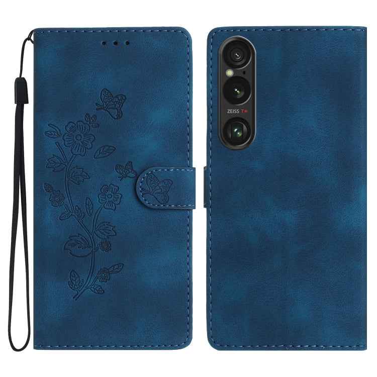 Flower Butterfly Embossing Pattern Leather Phone Case, For Sony Xperia 10 VII, For Sony Xperia 10 VI, For Sony Xperia 1 VI, For Sony Xperia 1 V, For Sony Xperia 10 V, For Sony Xperia 10 IV, For Sony Xperia L4, For Sony Xperia 5