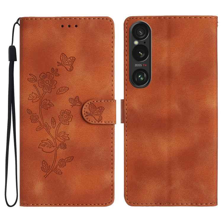 Flower Butterfly Embossing Pattern Leather Phone Case, For Sony Xperia 10 VII, For Sony Xperia 10 VI, For Sony Xperia 1 VI, For Sony Xperia 1 V, For Sony Xperia 10 V, For Sony Xperia 10 IV, For Sony Xperia L4, For Sony Xperia 5