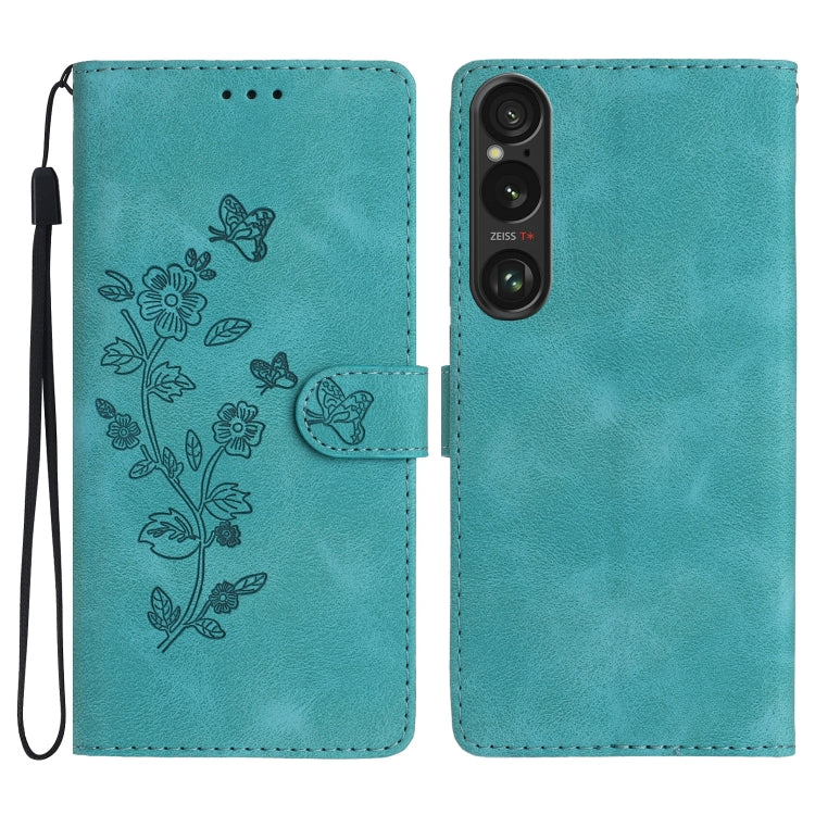 Flower Butterfly Embossing Pattern Leather Phone Case, For Sony Xperia 10 VII, For Sony Xperia 10 VI, For Sony Xperia 1 VI, For Sony Xperia 1 V, For Sony Xperia 10 V, For Sony Xperia 10 IV, For Sony Xperia L4, For Sony Xperia 5