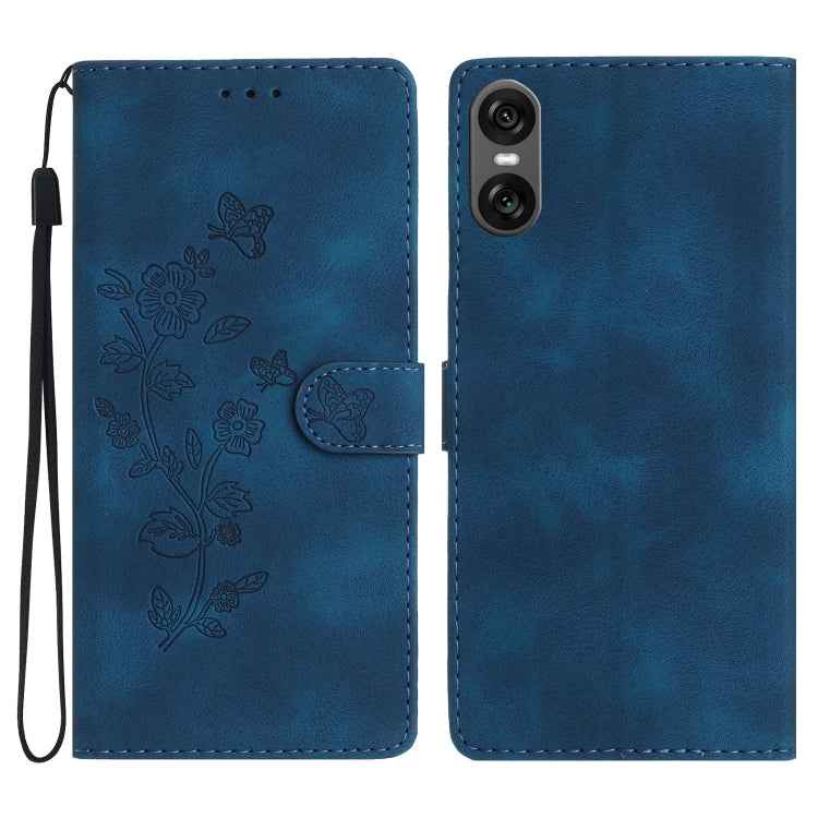 Flower Butterfly Embossing Pattern Leather Phone Case, For Sony Xperia 10 VII, For Sony Xperia 10 VI, For Sony Xperia 1 VI, For Sony Xperia 1 V, For Sony Xperia 10 V, For Sony Xperia 10 IV, For Sony Xperia L4, For Sony Xperia 5