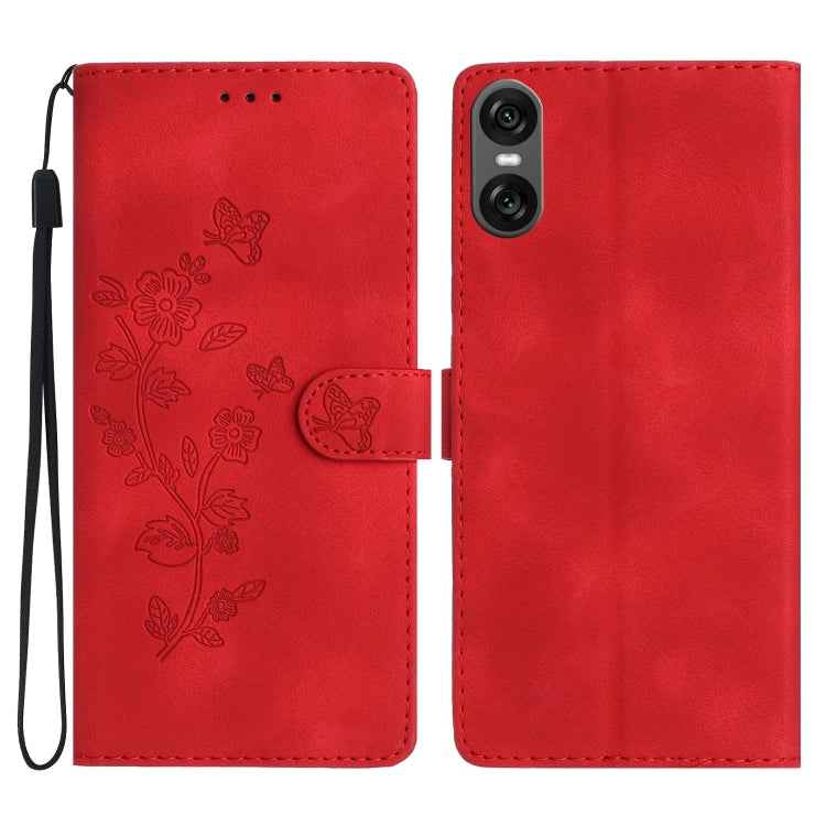 Flower Butterfly Embossing Pattern Leather Phone Case, For Sony Xperia 10 VII, For Sony Xperia 10 VI, For Sony Xperia 1 VI, For Sony Xperia 1 V, For Sony Xperia 10 V, For Sony Xperia 10 IV, For Sony Xperia L4, For Sony Xperia 5