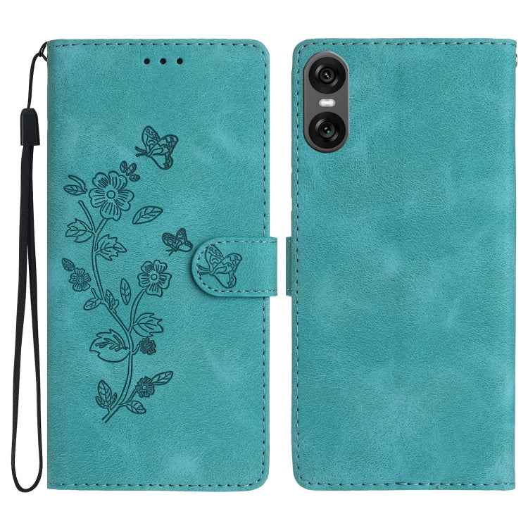 Flower Butterfly Embossing Pattern Leather Phone Case, For Sony Xperia 10 VII, For Sony Xperia 10 VI, For Sony Xperia 1 VI, For Sony Xperia 1 V, For Sony Xperia 10 V, For Sony Xperia 10 IV, For Sony Xperia L4, For Sony Xperia 5