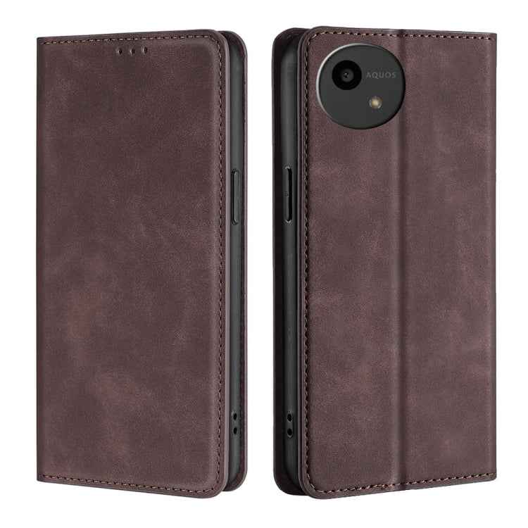 Skin Feel Magnetic Leather Phone Case, For Sharp Aquos R10, For Sharp Aqous wish5, For Sharp Aquos Wish4, For Sharp Aquos R9, For Sharp Aquos Sense 8, For Sharp Aquos R8 Pro SH-51, For Sharp Aquos R8 SH-52D, For Sharp Aqous Wish3