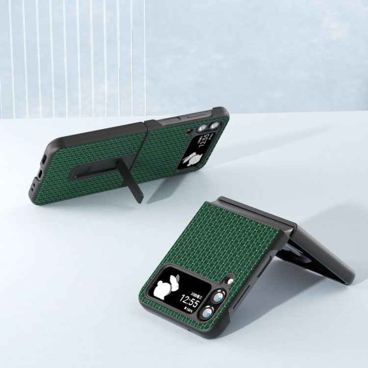 Genuine Leather Luxury Series Phone Case with Holder, For Samsung Galaxy Z Flip4, For Samsung Galaxy Z Flip5