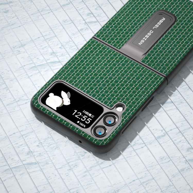 Genuine Leather Luxury Series Phone Case with Holder, For Samsung Galaxy Z Flip4, For Samsung Galaxy Z Flip5