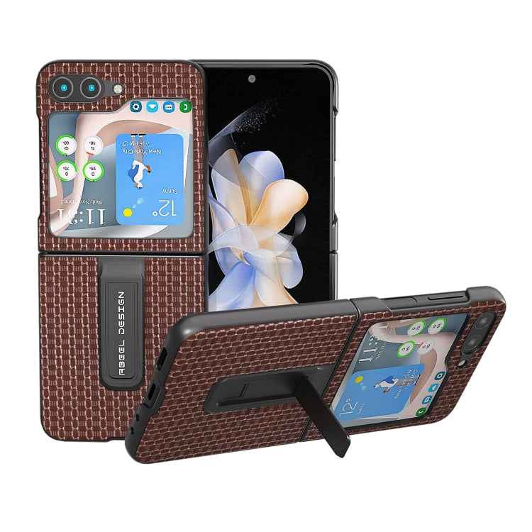 Genuine Leather Luxury Series Phone Case with Holder, For Samsung Galaxy Z Flip4, For Samsung Galaxy Z Flip5