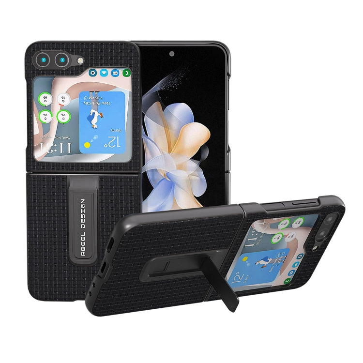 Genuine Leather Luxury Series Phone Case with Holder, For Samsung Galaxy Z Flip5, For Samsung Galaxy Z Flip4