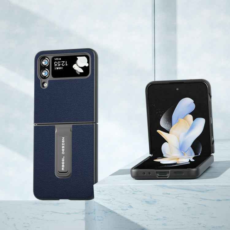 Genuine Leather Luolai Series Phone Case with Holder, For Samsung Galaxy Z Flip4