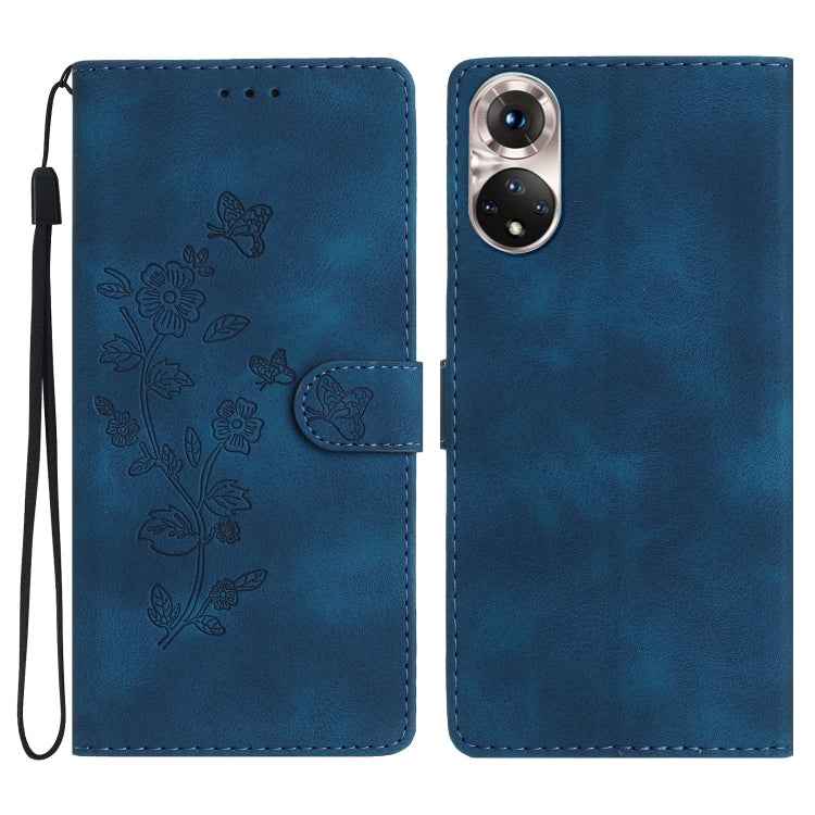 Flower Butterfly Embossing Pattern Leather Phone Case, For Honor 50