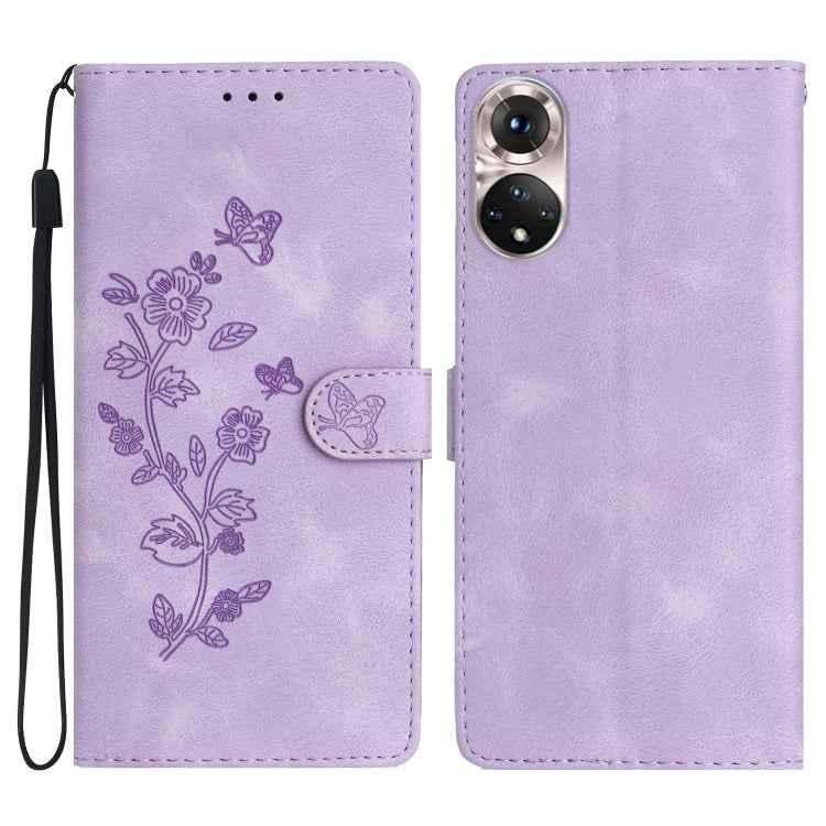 Flower Butterfly Embossing Pattern Leather Phone Case