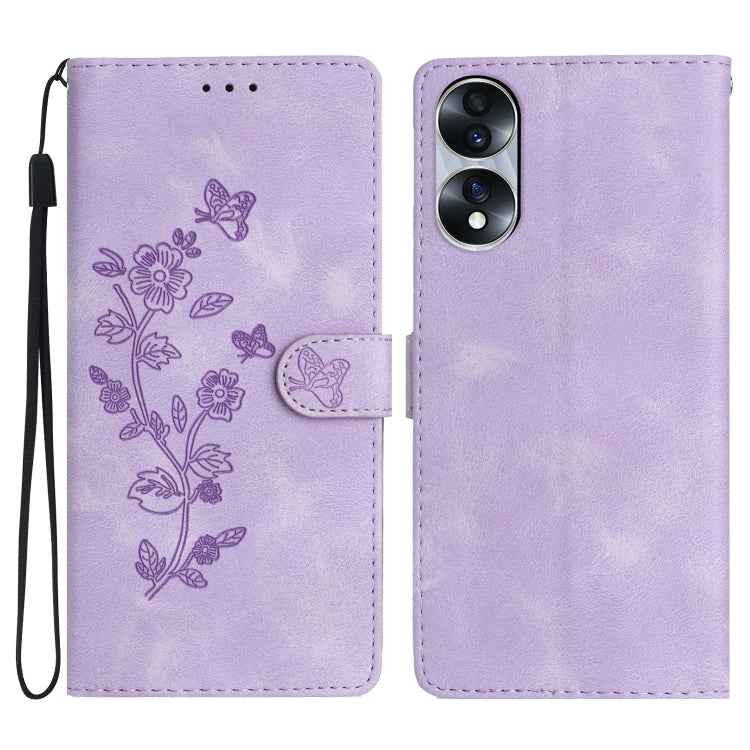 Flower Butterfly Embossing Pattern Leather Phone Case