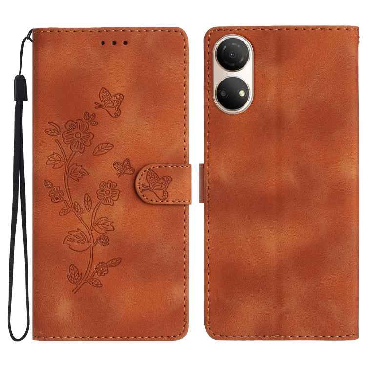 Flower Butterfly Embossing Pattern Leather Phone Case