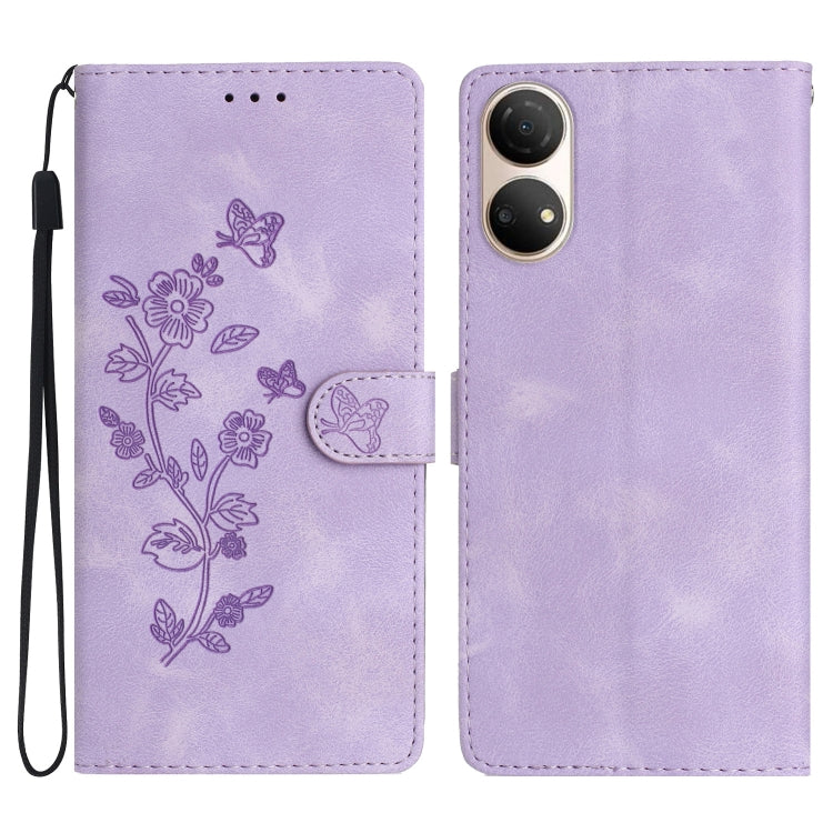 Flower Butterfly Embossing Pattern Leather Phone Case, For Honor 200 Lite Global, For Honor 90 Lite, For Honor 90 Pro, For Honor 90, For Honor 70, For Honor X7 / Play 30 Plus, For Honor X8 / X30i, For Honor 50 Lite