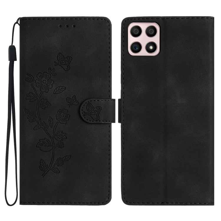 Flower Butterfly Embossing Pattern Leather Phone Case