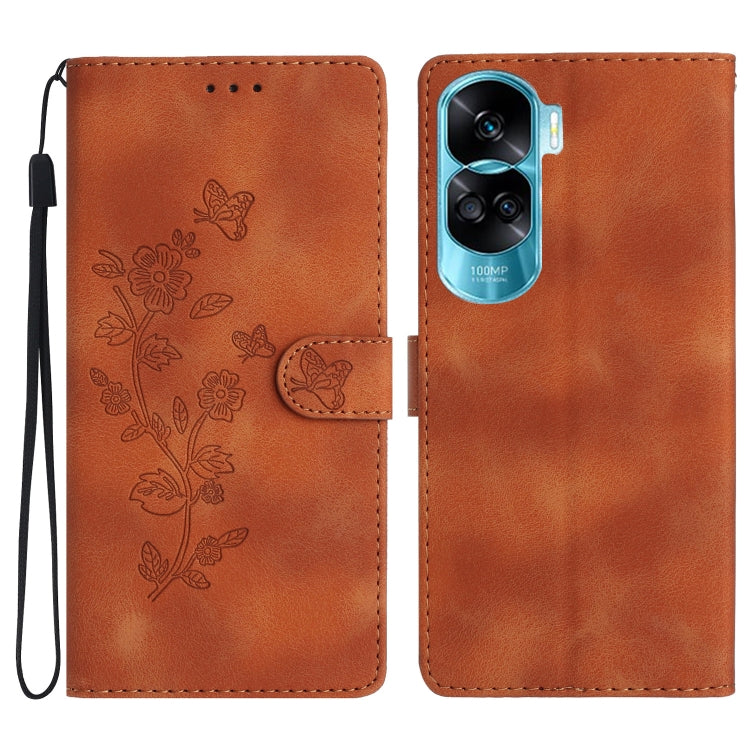 Flower Butterfly Embossing Pattern Leather Phone Case, For Honor 200 Lite Global, For Honor 90 Lite, For Honor 90 Pro, For Honor 90, For Honor 70, For Honor X7 / Play 30 Plus, For Honor X8 / X30i, For Honor 50 Lite