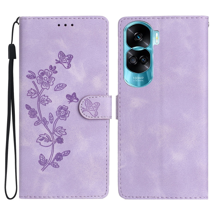 Flower Butterfly Embossing Pattern Leather Phone Case, For Honor 200 Lite Global, For Honor 90 Lite, For Honor 90 Pro, For Honor 90, For Honor 70, For Honor X7 / Play 30 Plus, For Honor X8 / X30i, For Honor 50 Lite