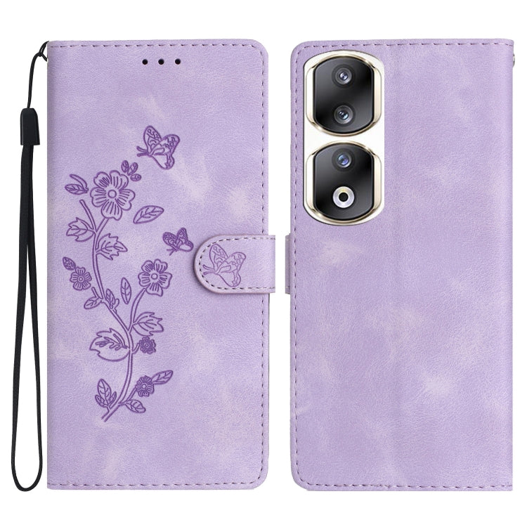 Flower Butterfly Embossing Pattern Leather Phone Case, For Honor 200 Lite Global, For Honor 90 Lite, For Honor 90 Pro, For Honor 90, For Honor 70, For Honor X7 / Play 30 Plus, For Honor X8 / X30i, For Honor 50 Lite