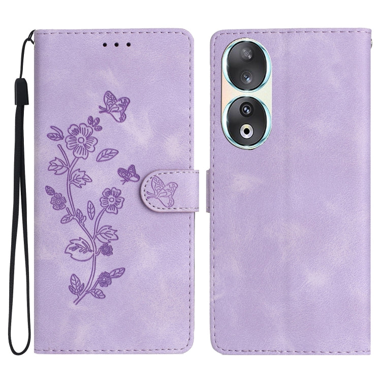 Flower Butterfly Embossing Pattern Leather Phone Case, For Honor 200 Lite Global, For Honor 90 Lite, For Honor 90 Pro, For Honor 90, For Honor 70, For Honor X7 / Play 30 Plus, For Honor X8 / X30i, For Honor 50 Lite