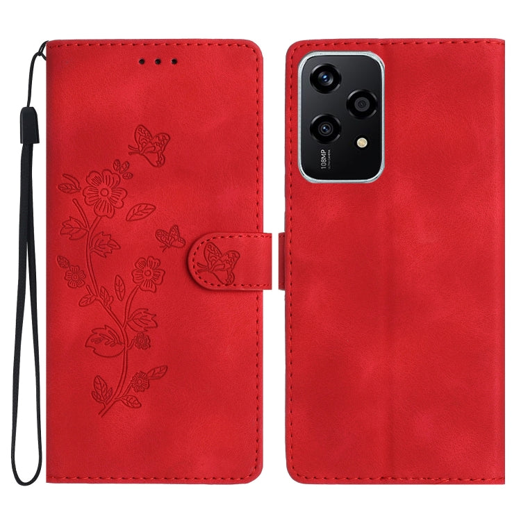Flower Butterfly Embossing Pattern Leather Phone Case, For Honor 200 Lite Global, For Honor 90 Lite, For Honor 90 Pro, For Honor 90, For Honor 70, For Honor X7 / Play 30 Plus, For Honor X8 / X30i, For Honor 50 Lite