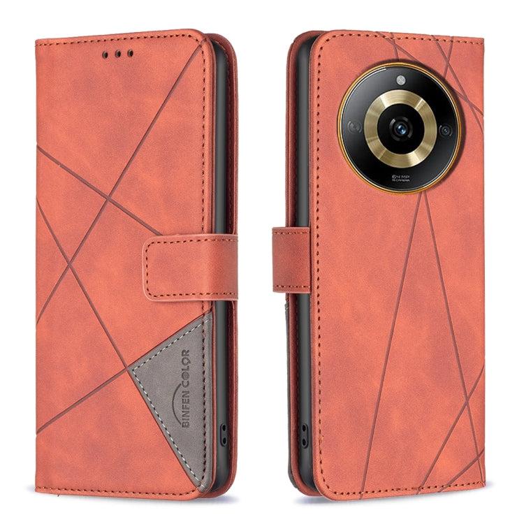 Magnetic Buckle Rhombus Texture Leather Phone Case, For Realme 11 4G, For Realme 11 5G, For Realme C53, For Realme C65 4G