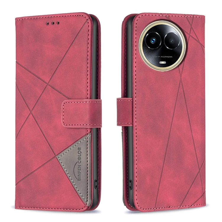 Magnetic Buckle Rhombus Texture Leather Phone Case, For Realme 11 5G, For Realme C53, For Realme C65 4G
