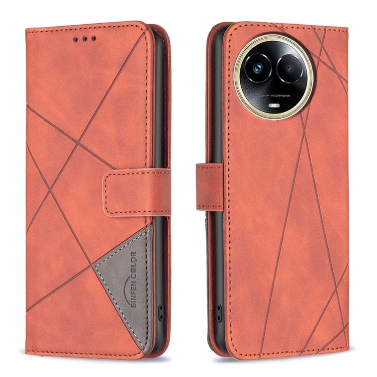 Magnetic Buckle Rhombus Texture Leather Phone Case, For Realme 11 5G, For Realme C53, For Realme C65 4G
