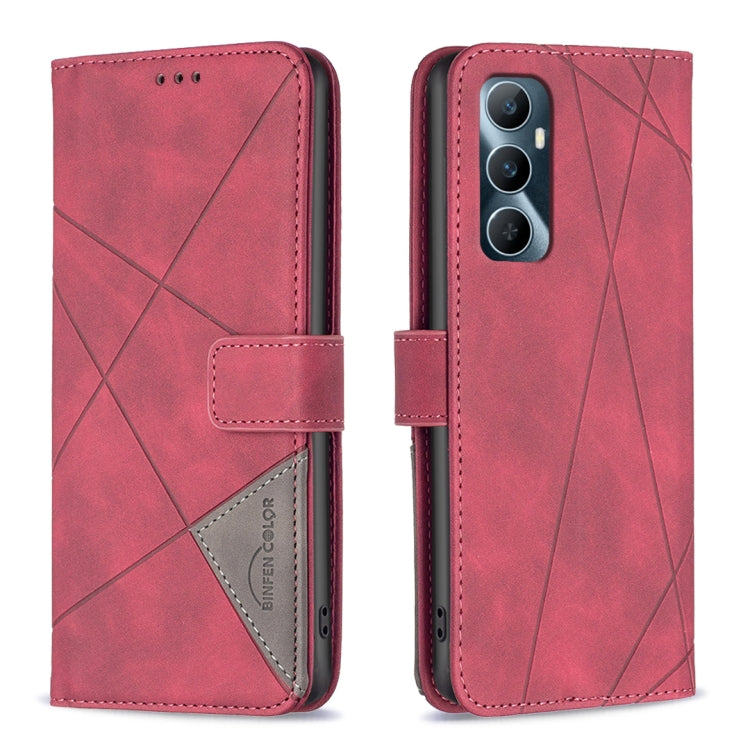 Magnetic Buckle Rhombus Texture Leather Phone Case, For Realme 11 5G, For Realme C53, For Realme C65 4G