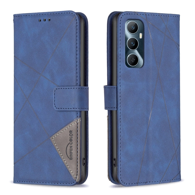 Magnetic Buckle Rhombus Texture Leather Phone Case, For Realme C65 4G