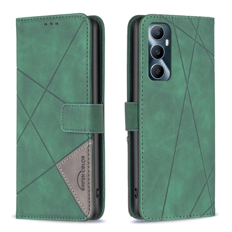 Magnetic Buckle Rhombus Texture Leather Phone Case, For Realme C65 4G
