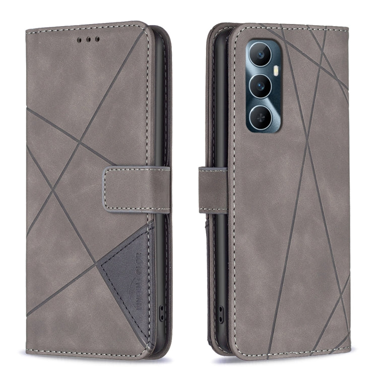 Magnetic Buckle Rhombus Texture Leather Phone Case, For Realme C65 4G