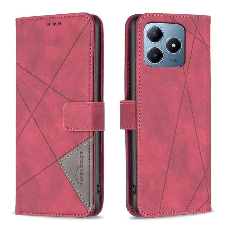 Magnetic Buckle Rhombus Texture Leather Phone Case