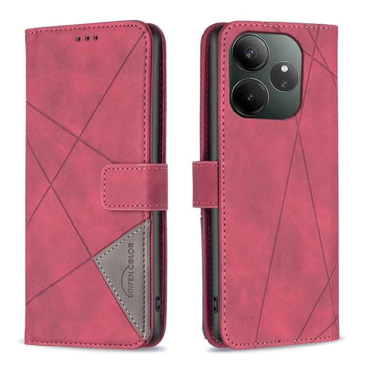 Magnetic Buckle Rhombus Texture Leather Phone Case