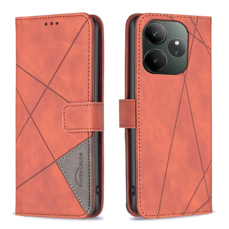 Magnetic Buckle Rhombus Texture Leather Phone Case, For Realme 14 Pro, For Realme 14X 5G, For Realme C75 4G, For Realme Note 60 / C61, For Realme 13 Pro 5G / 13 Pro+ 5G, For Realme GT 6 / GT 6T, For Realme C61 / C63, For Realme 12+ 5G