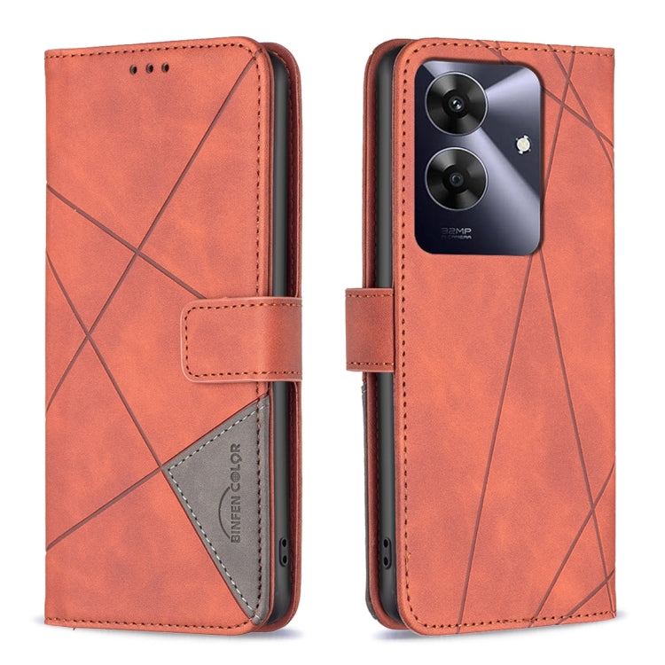 Magnetic Buckle Rhombus Texture Leather Phone Case, For Realme 14X 5G, For Realme C75 4G, For Realme Note 60 / C61, For Realme 13 Pro 5G / 13 Pro+ 5G, For Realme GT 6 / GT 6T, For Realme C61 / C63, For Realme 12+ 5G, For Realme 11 4G
