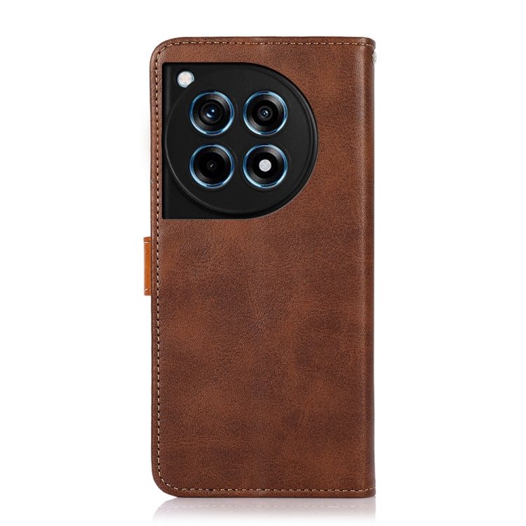 KHAZNEH Dual-color Cowhide Texture Flip Leather Phone Case, For OnePlus 12R / Ace 3, For OnePlus 12, For OnePlus Ace 2 Pro, For OnePlus Nord 3 / Ace 2V