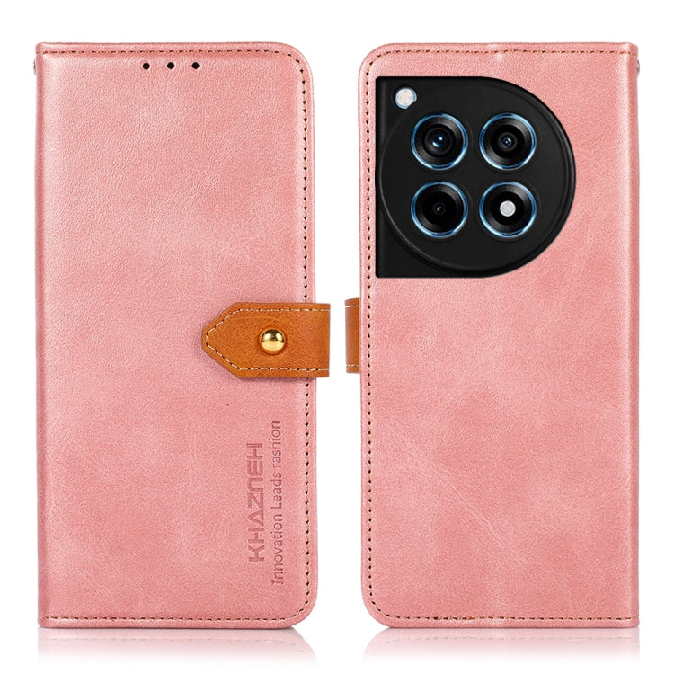 KHAZNEH Dual-color Cowhide Texture Flip Leather Phone Case, For OnePlus 12R / Ace 3, For OnePlus 12, For OnePlus Ace 2 Pro, For OnePlus Nord 3 / Ace 2V