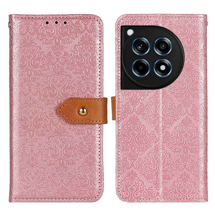 European Floral Embossed Flip Leather Phone Case