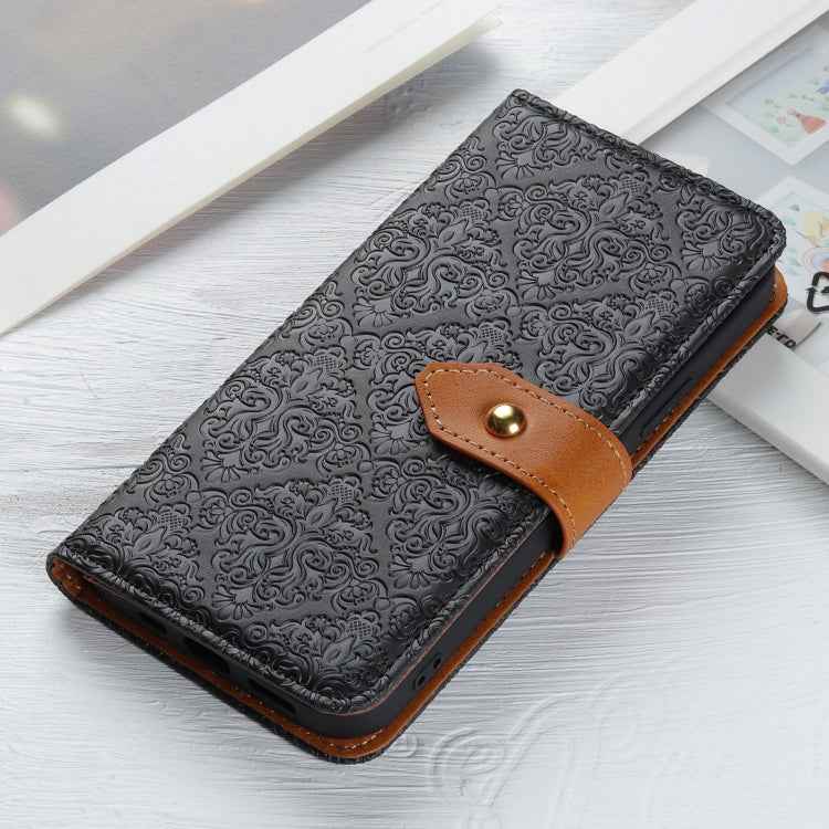 European Floral Embossed Flip Leather Phone Case