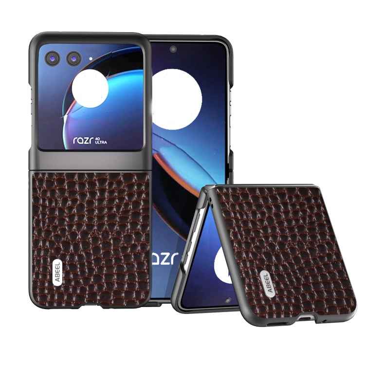 ABEEL Genuine Leather Crocodile Pattern Black Edge Phone Case