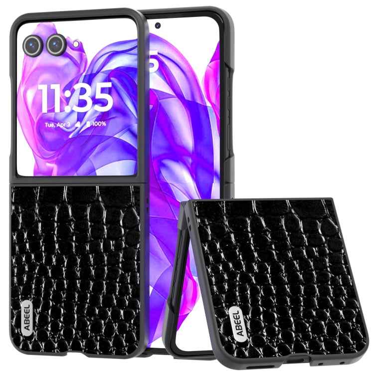 ABEEL Genuine Leather Crocodile Pattern Black Edge Phone Case