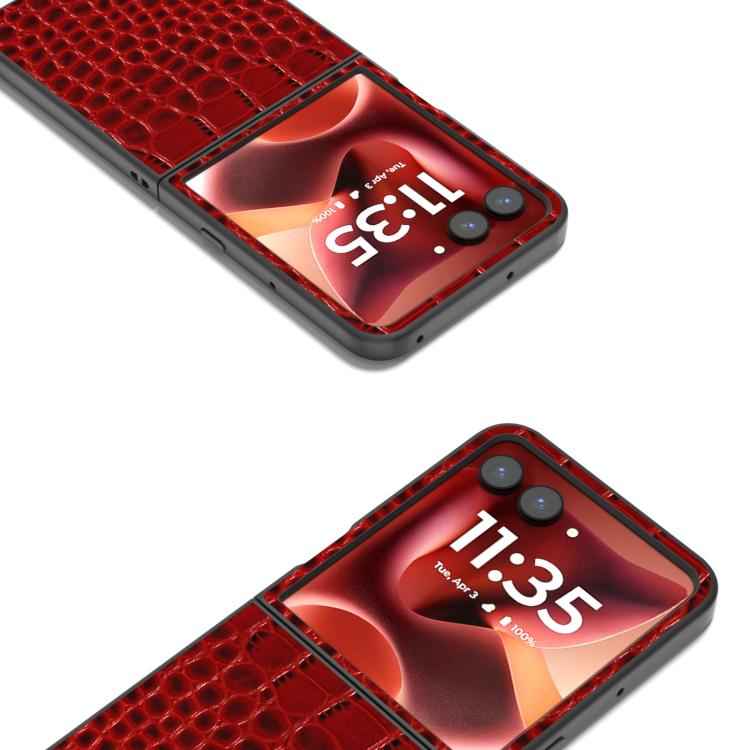 ABEEL Genuine Leather Crocodile Pattern Black Edge Phone Case