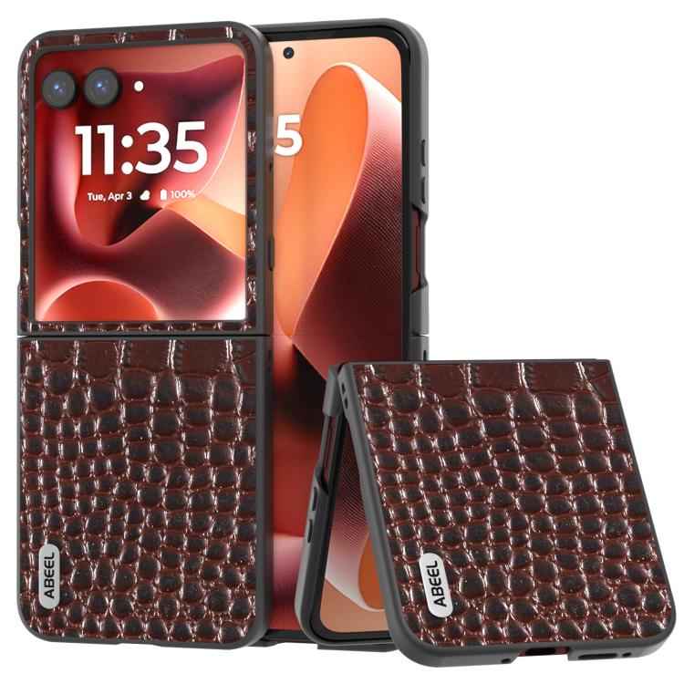 ABEEL Genuine Leather Crocodile Pattern Black Edge Phone Case