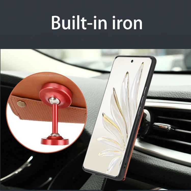 Double Buckle Card Slots Magnetic Phone Case, For Honor 90