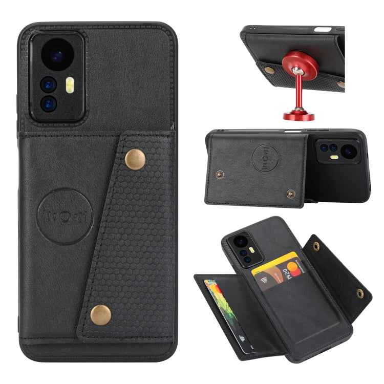 Double Buckle Card Slots Magnetic Phone Case, For Xiaomi Redmi Note 12 Turbo/Poco F5, For Xiaomi Redmi Note 12S 4G, For Xiaomi Redmi K40S / Poco F4