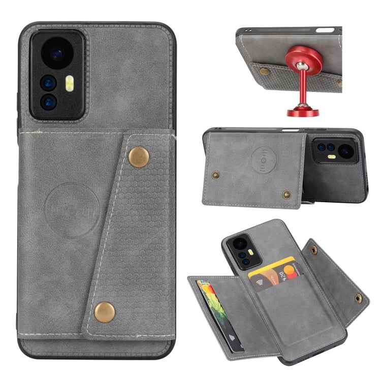 Double Buckle Card Slots Magnetic Phone Case, For Xiaomi Redmi Note 12 Turbo/Poco F5, For Xiaomi Redmi Note 12S 4G, For Xiaomi Redmi K40S / Poco F4